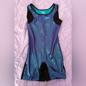 Danskin Turquoise and Purple Leotard girls dance/gymnastic size XS 4/5 GUC